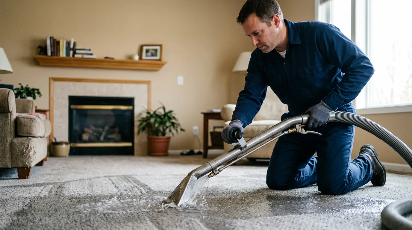 Water damage restoration technician working near St George, UT